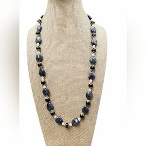 Larvikite Pearl 22 Inch Aprilsplace CHICKEN necklace